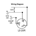 Leviton 20 Amp, 125 Volt, NEMA L5-20R, 2P, 3W, Locking Connector, Industrial Grade, Grounding - BLACK-WHITE Wiring Diagram