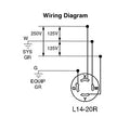 Leviton 20 Amp, 125-250 Volt, NEMA L14-20R, 3P, 4W, Locking Connector, Industrial Grade, Grounding - BLACK-WHITE Diagram 2