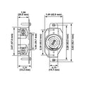 Leviton 30 Amp, 125 Volt, NEMA L5-30R, 2P, 3W, Flush Mtg Locking Receptacle, Industrial Grade, Grounding, V-0-MAX - BLACK Diagram