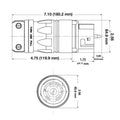 Leviton 50Amp, 125-250V AC, Non-NEMA, 3P, 4W, Black & White Locking Connector, Industrial Grade, Grounding, California-Style(CS) – BLACK-WHITE Diagram
