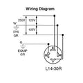 Leviton 30 Amp, 125-250 Volt, NEMA L14-30R, 3P, 4W, Locking Connector, Industrial Grade, Grounding - BLACK-WHITE Wiring Diagram