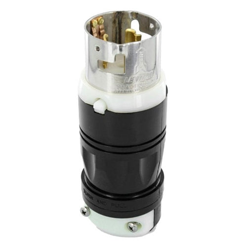Leviton CS6365C - 50Amp, 125-250V AC, Non-NEMA, 3P, 4W, Black & White Locking Plug, Industrial Grade, Grounding, California-Style(CS) - BLACK-WHITE